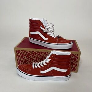 Vans Orange/Rust and White Sk8-Hi High-Top Sneakers